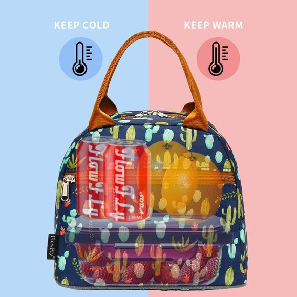 Insulated Lunch Cooler Bag - Tote Bag Organizer for Women/Men, Cactus - Picture 3 of 8